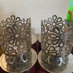 BBW Single Wick Raised Silver Candle Holders (set of 2, excludes candles)
